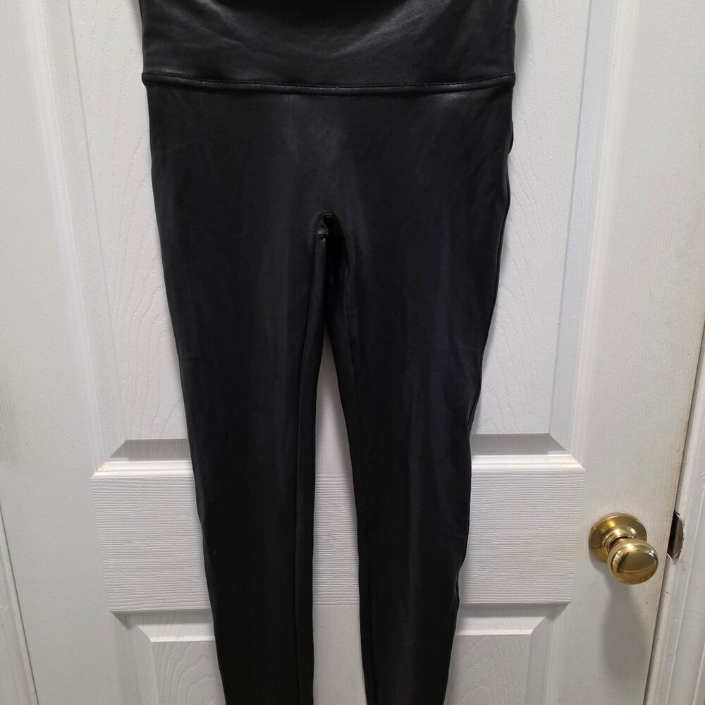 Spanx Black Faux Leather High-Rise Leggings Size Large
